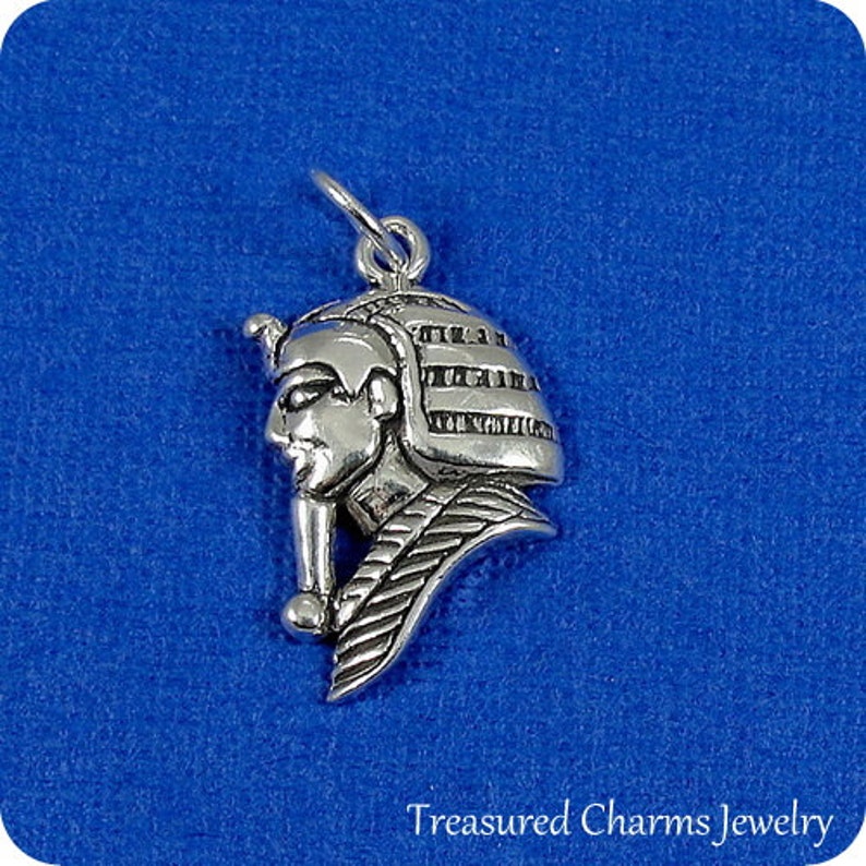 Sterling King Tut Charm for Necklace or Bracelet Egyptian Pharaoh Charm