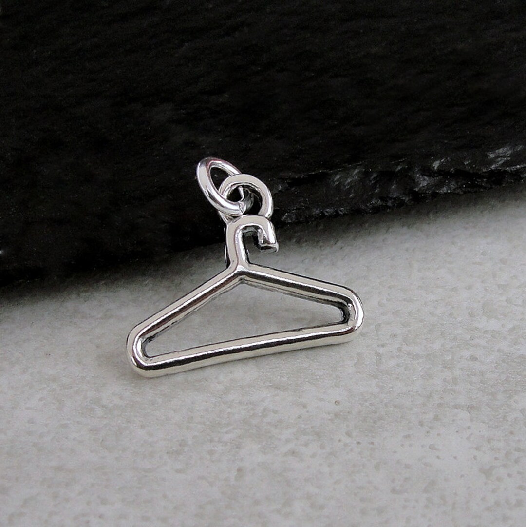925 Sterling Silver Coat Hanger Charm, Coat Hanger Necklace, Clothes