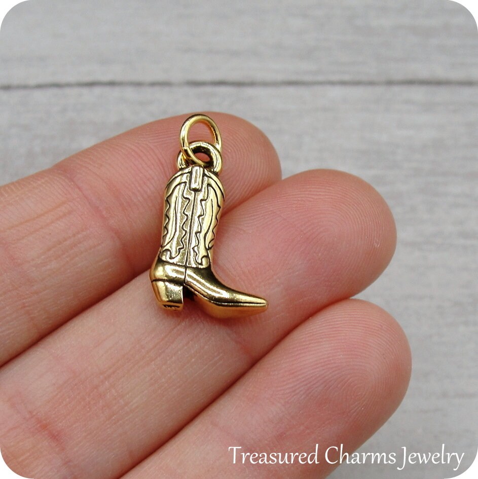Cowboy Boot Charm Gold Cowboy Boots Charm for Necklace or - Etsy