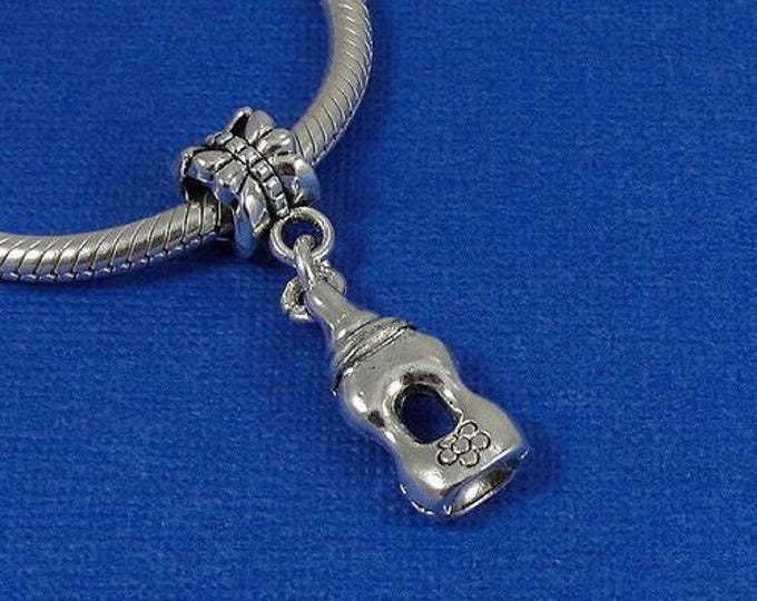 Baby Bottle European Dangle Bead Charm - Silver Baby Bottle Charm for European Bracelet