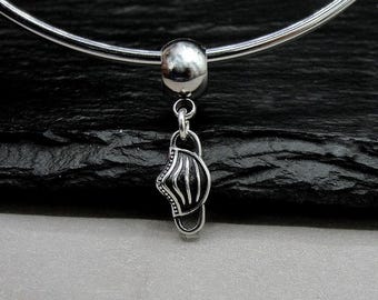 925 Sterling Silver Face Mask Dangle Charm, Surgical Mask Charm, COVID-19 Mask Charm, Bracelet Charm, Large Hole Bead, Big Hole Bead