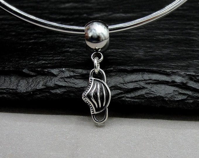 925 Sterling Silver Face Mask Dangle Charm, Surgical Mask Charm, COVID-19 Mask Charm, Bracelet Charm, Large Hole Bead, Big Hole Bead