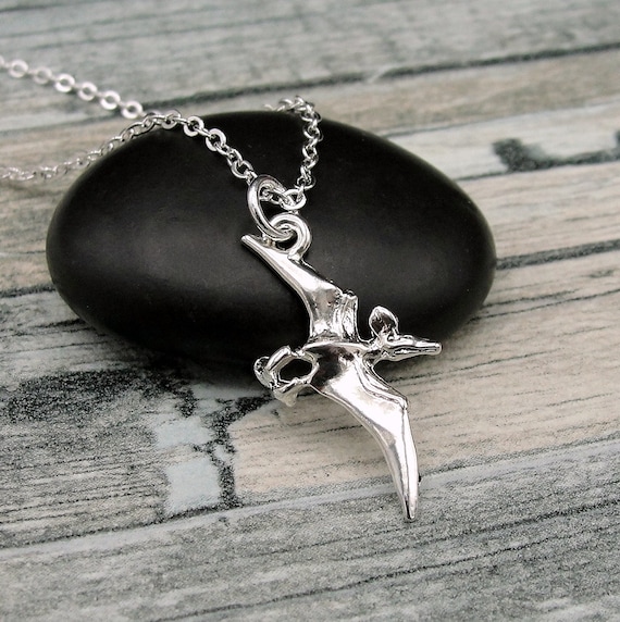 Pterodactyl with Fish Charm 3D Sterling Silver Pterodactyl with Fish Charm 3D Sterling Silver