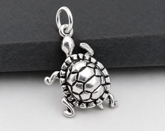 Turtle Charm, 925 Sterling Silver Turtle Pendant, Tortoise Charm, Turtle Necklace Charm, Tortoise Necklace Charm, Pet Turtle Gift Jewelry