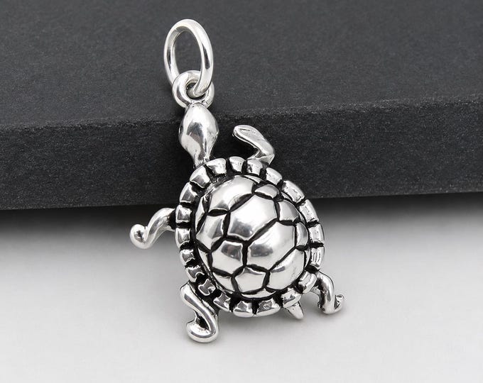 Turtle Charm, 925 Sterling Silver Turtle Pendant, Tortoise Charm, Turtle Necklace Charm, Tortoise Necklace Charm, Pet Turtle Gift Jewelry