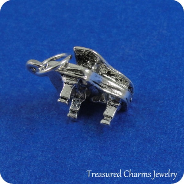 CLOSEOUT - Baby Grand Piano Charm - Silver Plated Piano Charm for Necklace or Bracelet