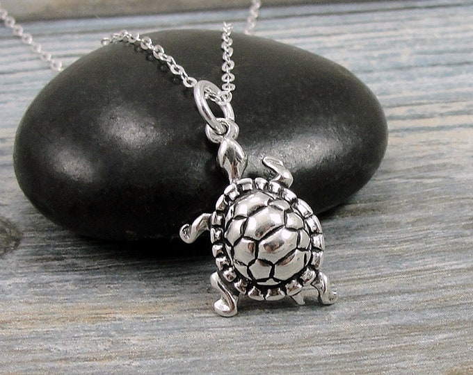 Turtle Necklace, 925 Sterling Silver Turtle Charm Necklace, Tortoise Necklace, Tortoise Charm, Box Turtle Necklace, Pet Turtle Gift Jewelry