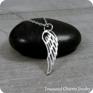 Sterling Silver Angel Wing Necklace, Guardian Angel Memorial Necklace, Angel Wing Charm, Faith and Prayer Jewelry