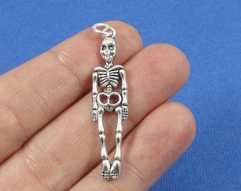 Human Skeleton Charm - Silver Plated Skeleton Charm for Necklace or Bracelet