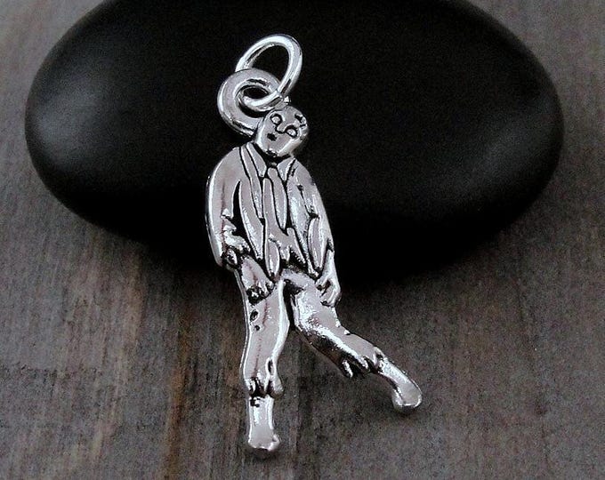 Silver Zombie Charm, Halloween Charm, Horror Movie Charm, Undead Charm, Zombie Jewelry, Zombie Necklace Charm, Bracelet Charm, Zombie Gift