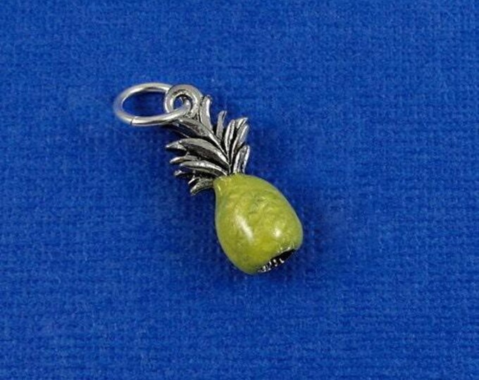 Tiny Yellow Pineapple Charm - Silver and Golden Pineapple Charm for Necklace or Bracelet