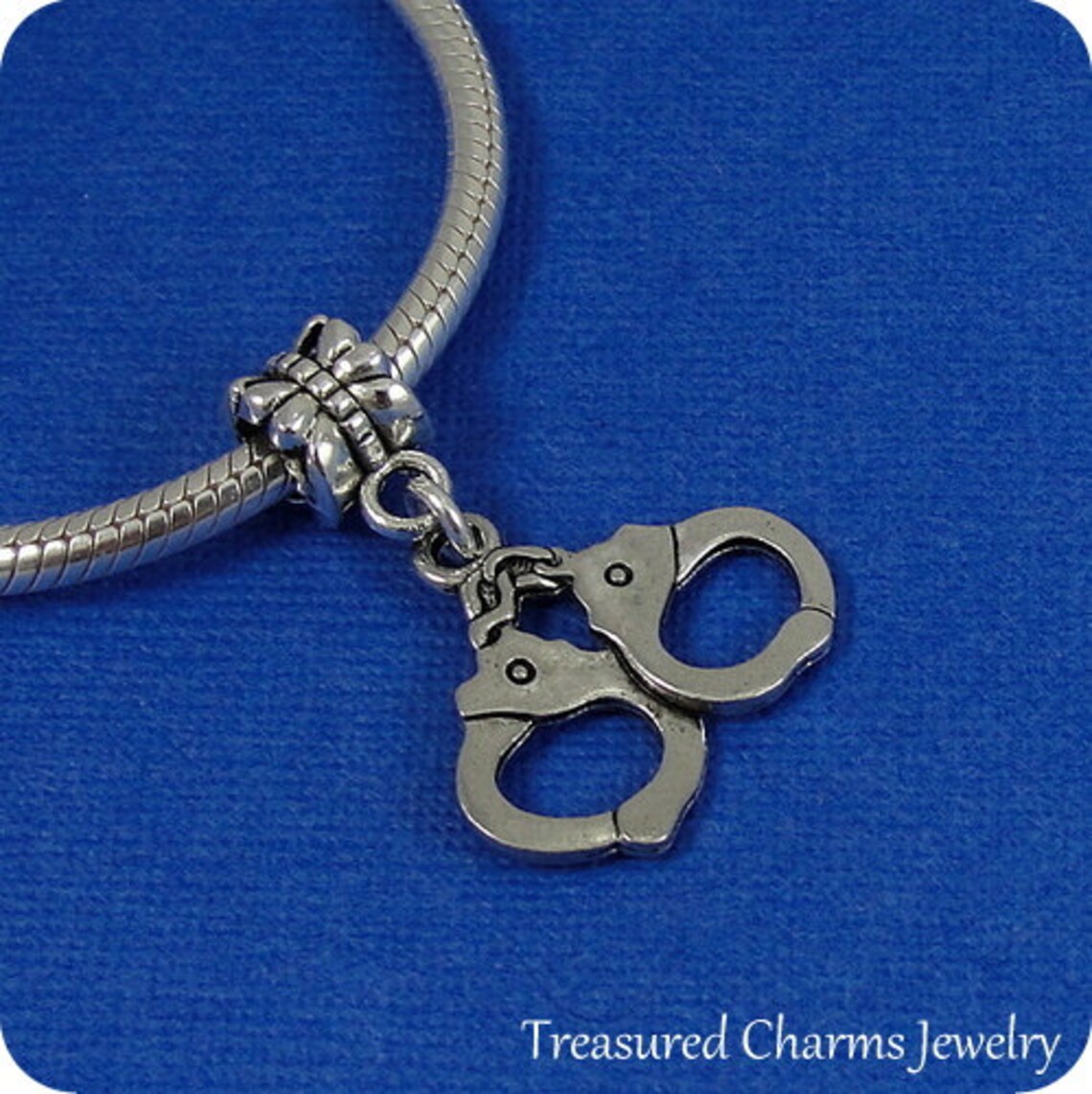 Silver or Gold 3D Pair of Handcuffs Charm