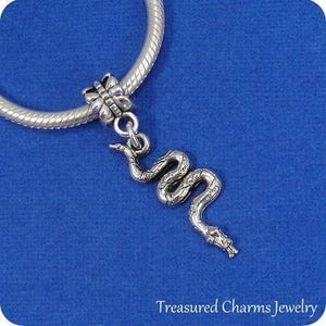 Ciondolo pendente europeo a forma di serpente e pitone - Ciondolo in argento a forma di serpente e testa di rame per bracciale europeo