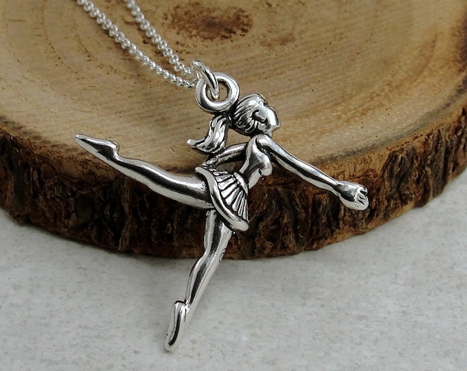 925 Sterling Silver Ballerina Necklace, Ballet Dancer Charm Necklace, Dancing Charm Necklace, Ballet Dancer Gift, Ballerina Gift Jewelry