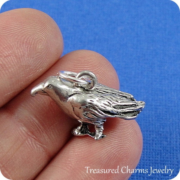 Crow Raven Charm - Silver Crow Charm for Necklace or Bracelet