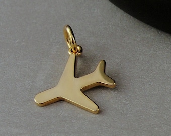 Gold Airplane Charm, Miniature Airplane Charm for Necklace or Bracelet, Gold Jet Charm, Plane Charm, Airplane Jewelry, Flight Attendant Gift