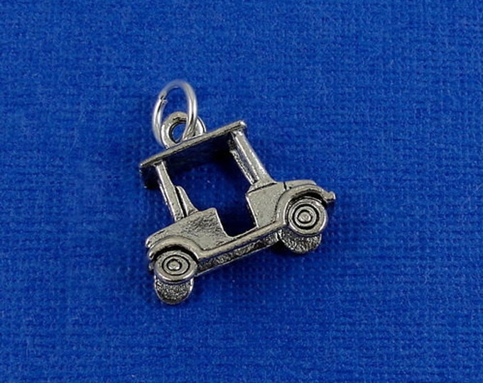 Golf Cart Charm - Silver Plated Golf Cart Charm for Necklace or Bracelet