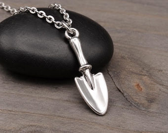 Silver Garden Spade Necklace, 3D Shovel Charm Pendant, Gardening Necklace, Gardener Gift, Garden Tool Jewelry, Garden Lover Gift