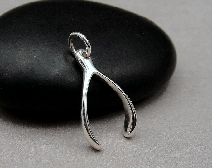 Wishbone Charm, Sterling Silver Wishbone Charm for Necklace or Bracelet, Lucky Charm, Thanksgiving Charm, Good Luck Gift