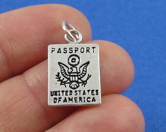 USA Passport Charm - Sterling Silver Passport Charm for Necklace or Bracelet