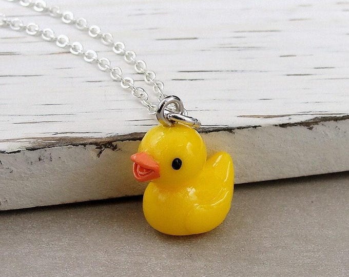 Rubber Ducky Necklace, Yellow Rubber Ducky Charm, 3D Duck Charm Necklace, Yellow Duck Charm, Duckling Charm, Duck Gift Jewelry