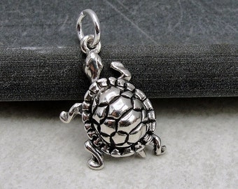 Turtle Charm, 925 Sterling Silver Turtle Pendant, Tortoise Charm, Turtle Necklace Charm, Tortoise Necklace Charm, Pet Turtle Gift Jewelry