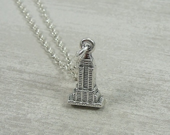 Empire State Building Necklace, Silver Empire State Building Charm on a Silver Cable Chain
