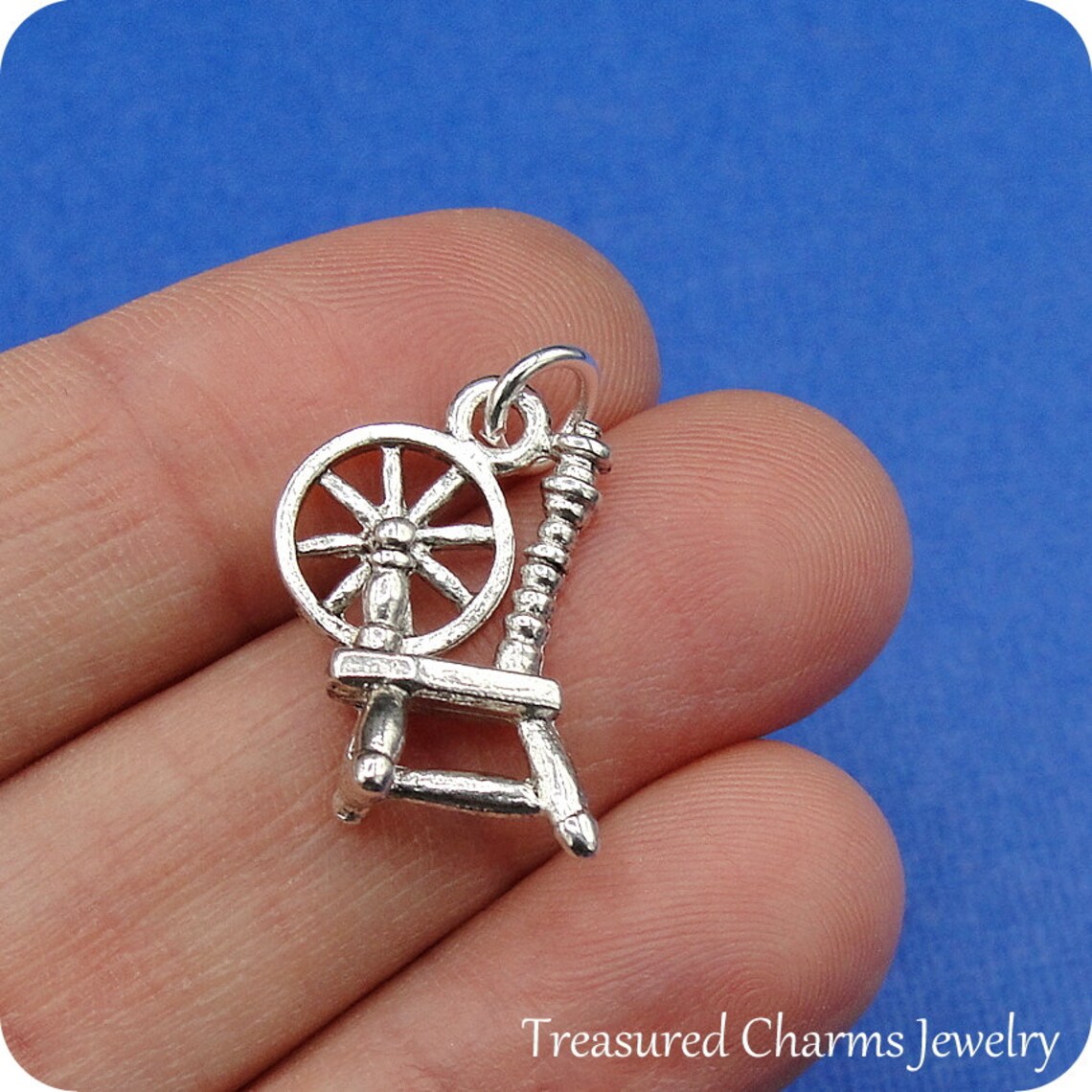 Spinning Wheel Charm Silver Plated Spinning Wheel Charm for Etsy