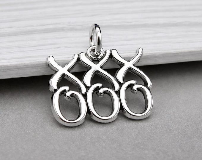 Sterling Silver XOXO Charm, Hugs and Kisses Pendant, Valentine's Day Gift for Girlfriend, Friendship Love Jewelry