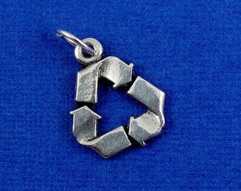 Recycle Symbol Charm - Silver Recycle Symbol Charm for Necklace or Bracelet