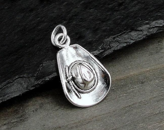 Cowboy Hat Charm, Silver Cowboy Charm for Necklace or Bracelet, Cowboy Hat Pendant, Cowboy Charm, 3D Cowboy Pendant, Country Western Charm