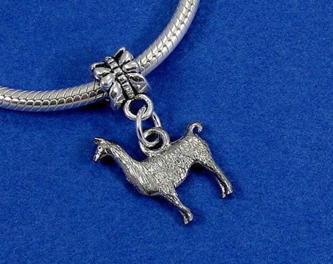 Llama European Dangle Bead Charm - Silver Llama Charm for European Bracelet