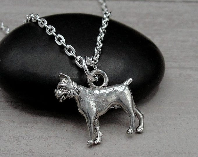 Boxer Dog Necklace, Silver Plated Boxer Charm Necklace, Bullmastiff Necklace, Boxer Gift, Boxer Dog Gift, Bullmastiff Gift, Boxer Jewelry