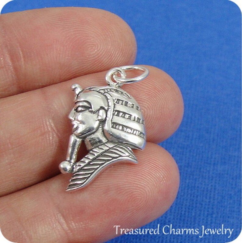 Sterling King Tut Charm for Necklace or Bracelet Egyptian Pharaoh Charm