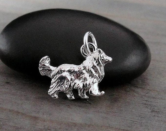 Collie Charm, Silver 3D Collie Dog Charm for Necklace or Bracelet, Sheltie Charm, Shetland Sheepdog Charm, Border Collie Charm, Collie Gift