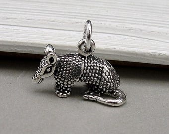 Armadillo Charm, Sterling Silver 3D Armadillo Charm for Necklace or Bracelet, Texas Charm, Southwestern Charm, Armadillo Jewelry