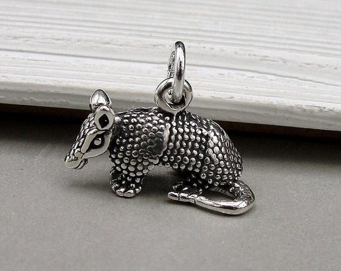Armadillo Charm, Sterling Silver 3D Armadillo Charm for Necklace or Bracelet, Texas Charm, Southwestern Charm, Armadillo Jewelry
