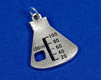 Lab Beaker Charm - Silver Plated Beaker Charm for Necklace or Bracelet