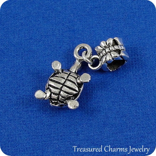 Turtle European Dangle Bead Charm Silver Turtle Charm for | Etsy