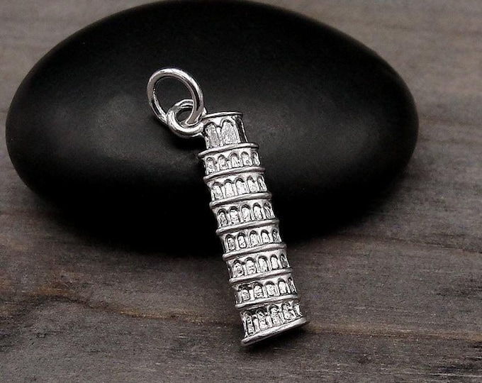 Leaning Tower of Pisa Charm, Silver Tower of Pisa Charm for Necklace, Bell Tower Charm, Italy Necklace, Italy Charm, Italy Souvenir