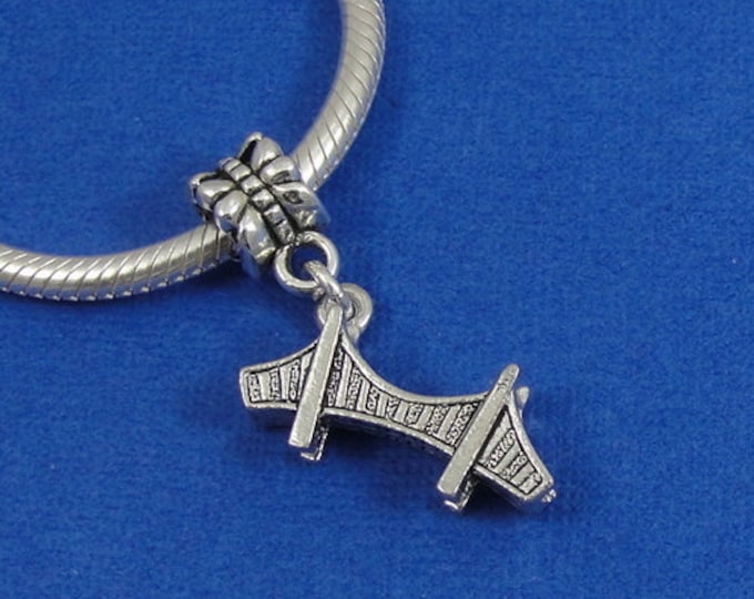 Golden Gate Bridge European Dangle Bead Charm - Silver Golden Gate Bridge Charm for European Bracelet