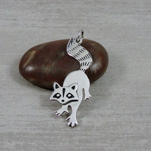 Sterling Silver Raccoon Charm, Raccoon Pendant for Necklace or Bracelet, 925 Raccoon Charm, Fox Charm, Raccoon Gift, Raccoon Jewelry
