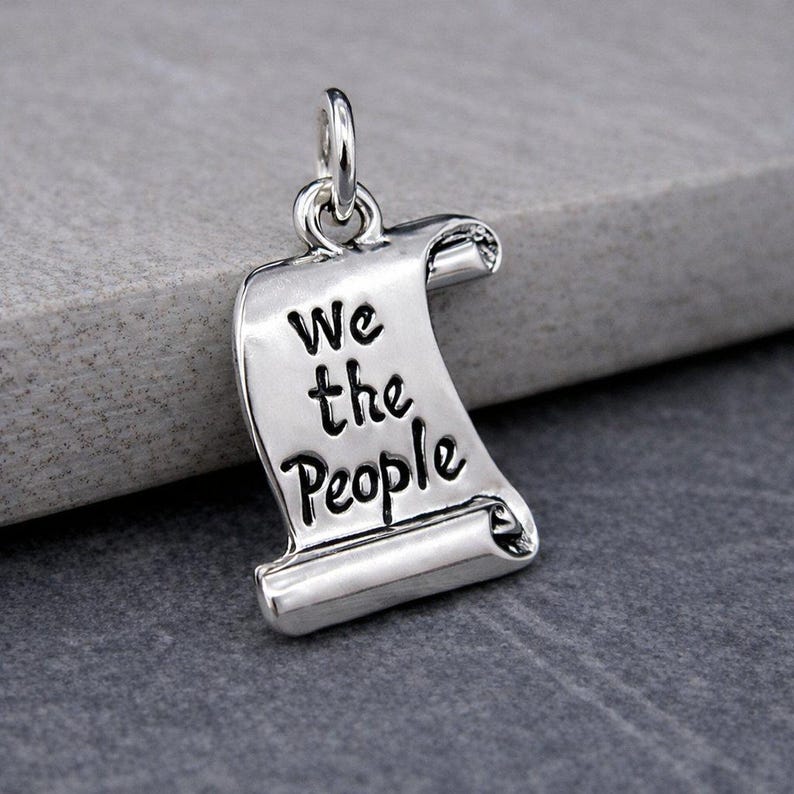 USA Constitution Charm - Silver We the People Charm for Necklace or Bracelet - United States Charm - History Charm - Bill of Rights Charm image 1