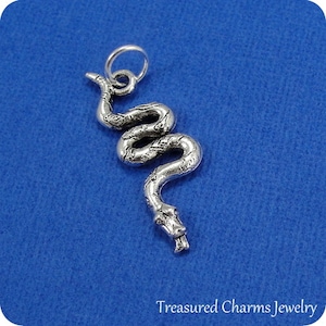 Snake Cobra Charm - Silver Snake Cobra Rattlesnake Charm for Necklace or Bracelet