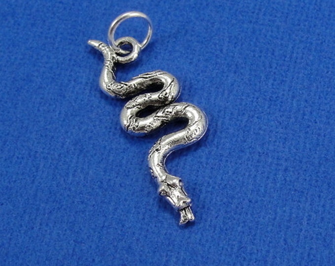Snake Cobra Charm - Silver Snake Cobra Rattlesnake Charm for Necklace or Bracelet