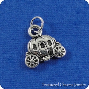 CLOSEOUT - Pumpkin Carriage Charm - Silver Pumpkin Coach Charm for Necklace or Bracelet