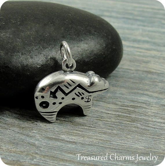 Sterling Silver Heartline Bear Fetish Charm Zuni Outline Solid .925