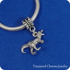 Tyrannosaurus Rex European Dangle Bead Charm - Silver Tyrannosaurus Rex Charm for European Bracelet