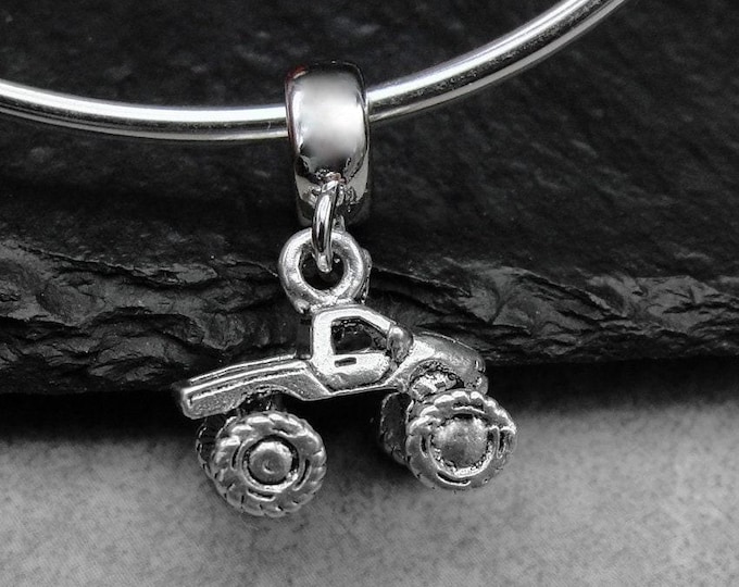 Monster Truck European Dangle Bead Charm - Silver Monster Truck Charm for European Bracelet - Race Truck Charm - Monster Truck Gift