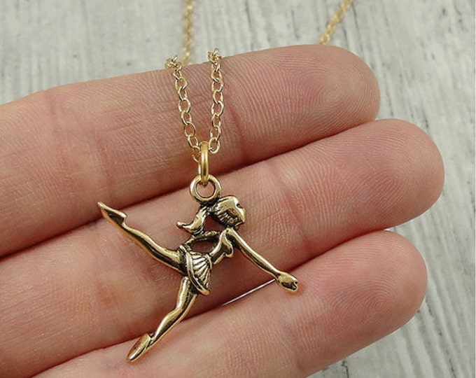 CLOSEOUT, Gold Ballerina Necklace, Dancing Ballerina Necklace, Ballerina Charm, Ballerina Jewelry, Ballet Dancer, Ballerina Gift